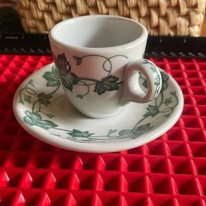 STERLING USA IVY PATTERN DEMITASSE TEACUP AND SAUCER